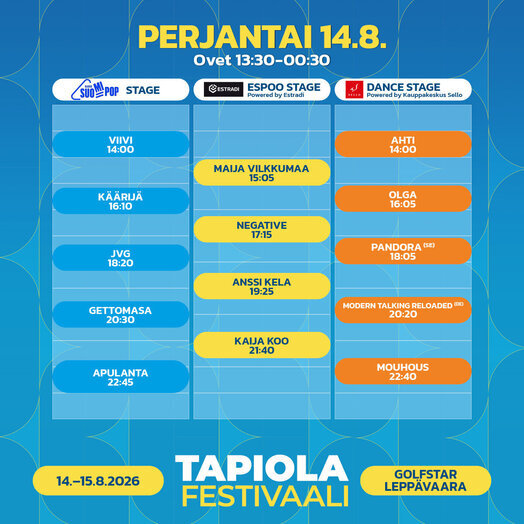 Perjantain aikataulu &ndash; Tapiola Festivaali 2026